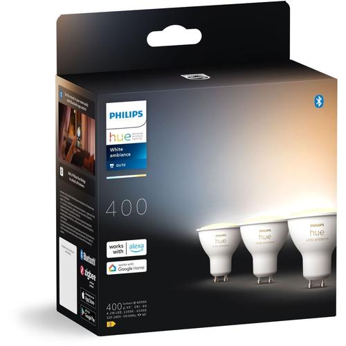 Philips Gu10 - Spot Connecté - (Pack De 3) - Blanche Froide À Chaude