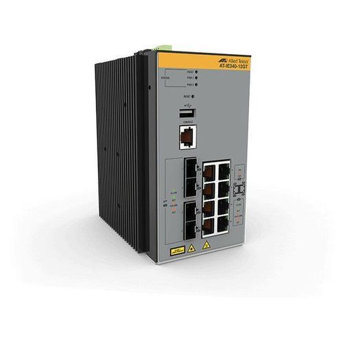 Allied Telesis AT IE340-12GT - Commutateur - C3 - Géré - 8 x 10/100/1000 + 4 x 1000Base-X SFP - Montage sur rail DIN, fixation murale - alimentation CC