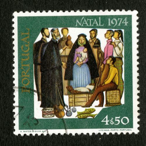 Timbre Oblitéré Portugal, Natal 1974, 4s50,