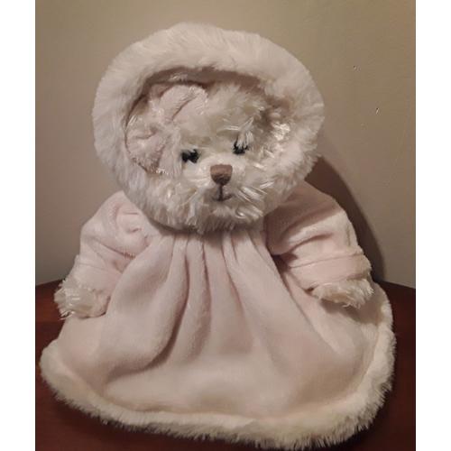 Doudou Peluche Ours Blanc Manteau Bukowski - 30 Cm