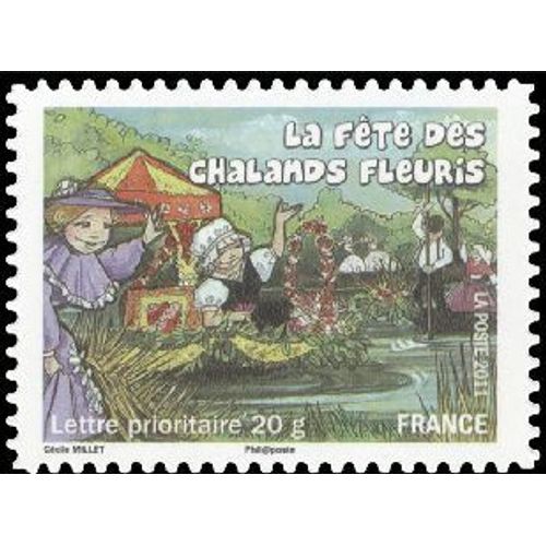 Timbre France 2011 Oblitéré - La Fête Des Chalands Fleuris De Saint André-Des-Eaux - Prioritaire 20 G Yt573