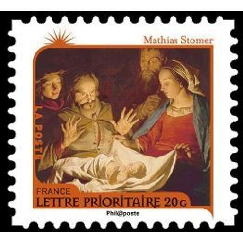 Timbre France 2011 Oblitéré - Nativité - Matthias Stomer - Xviie Siècle (1600 - V.1650) Adoration Des Bergers - Prioritaire 20 G Yt622