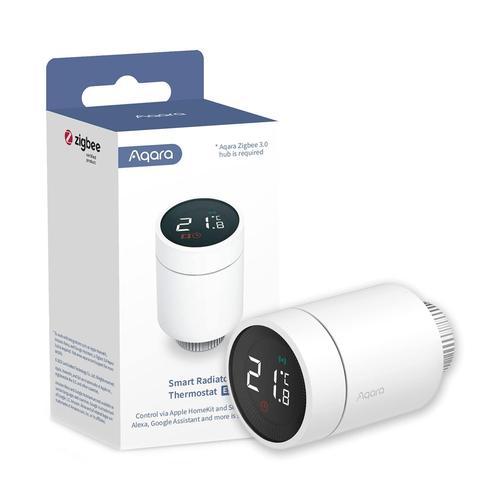 Aqara Tête Thermostatique Intelligente E1, REQUIRE AQARA HUB ZIGBEE 3.0, Robinet Intelligent, Contrôle Vocal, Supporte Géorepérage, Compatible avec HomeKit, Alexa, Google Assistant et IFTTT