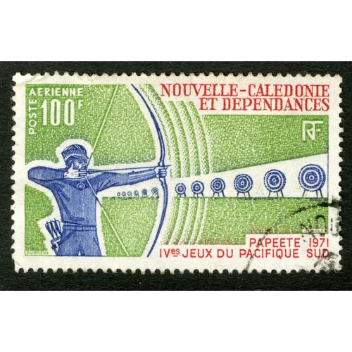 Timbre Oblitéré Nouvelle-Calédonie Et Dépendances ,Papeete 1971, Ives Jeux Du Pacifique Sud, Poste Aérienne 100 F