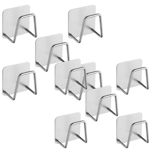 SHOP-STORY - EVICLIP_2x : 10 Porte-Eponge Universels en Acier Autocollants pour Evier, Cuisine et Salle de Bain