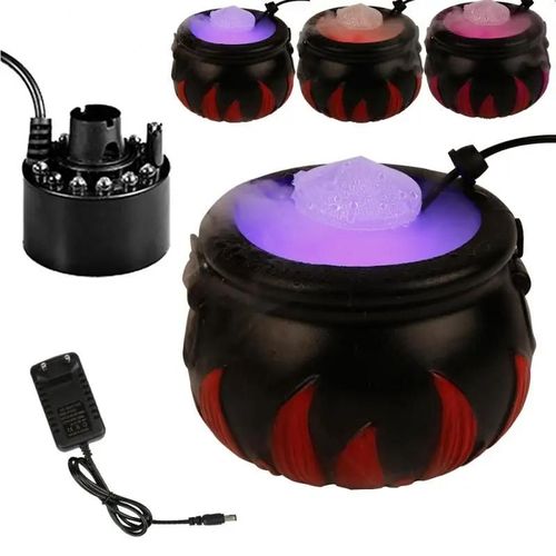Red flame basin - UE - Machine À Fumée Pour Halloween, Brumisateur De Couleur Changeante, Forme De Chaudron, Brumisateur Eu/us/uk, Accessoires De Décoration De Fête De Vacances