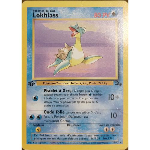 Carte Pokémon Lokhlass 10/62 1ère Édition Fr - Pokemon Trading Card