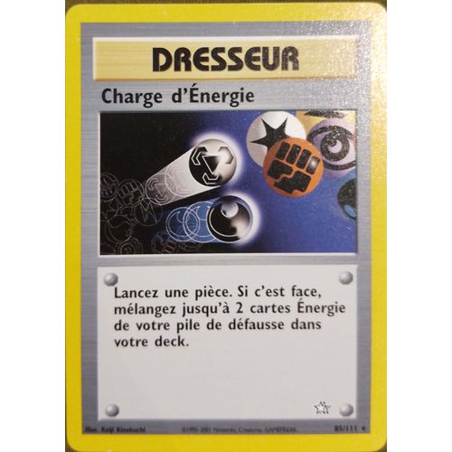 Carte Pokemon Française Très Rare = Charge D'énergie - Dresseur - N° 85/111 * - 1ère Édition - Wizard - Série Néo Genesis