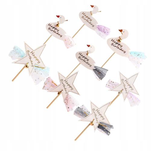 8pcs Swan Cupcake Topper Star Dessert Topper