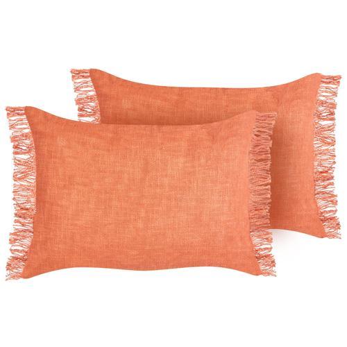 Lot De 2 Coussins Maba Coton Unicolore Orange