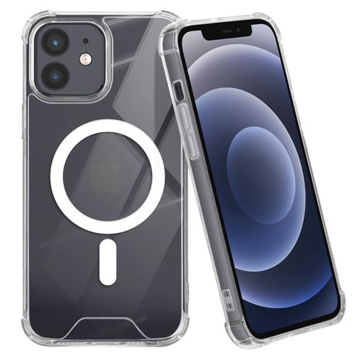 Coque Magsafe Pour Iphone 12 Silicone Gel Coins Renforcés Antichoc Transparent