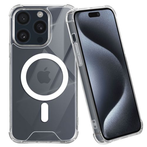 Coque Magsafe Pour Iphone 15 Pro Max Silicone Gel Coins Renforcés Transparent