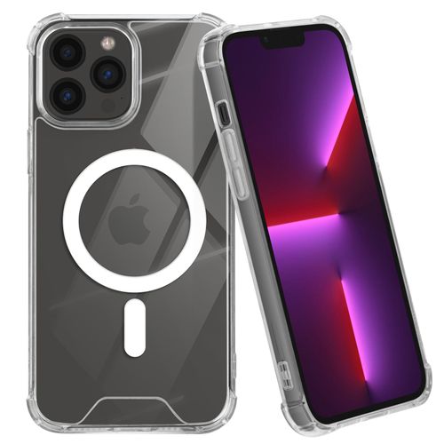 Coque Magsafe Pour Iphone 13 Pro Max Silicone Gel Coins Renforcés Transparent