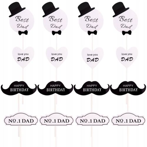 40pcs Anniversaire Du Pere Topper Dessert Cure-Dents