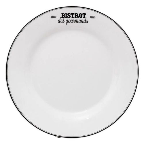 Lot De 6 Assiettes Plates "Bistrot" 26cm Blanc