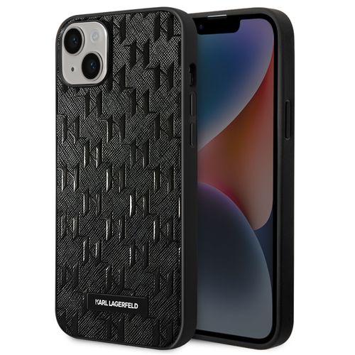 Coque Pour Iphone 14 Plus Finition Cuir Saffiano Bords Rehaussés Karl Lagerfeld Noir