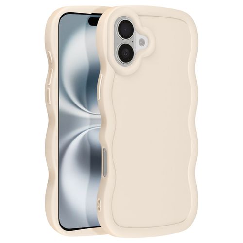 Coque Pour Iphone 16 Plus Silicone Souple Design Ondulé Beige