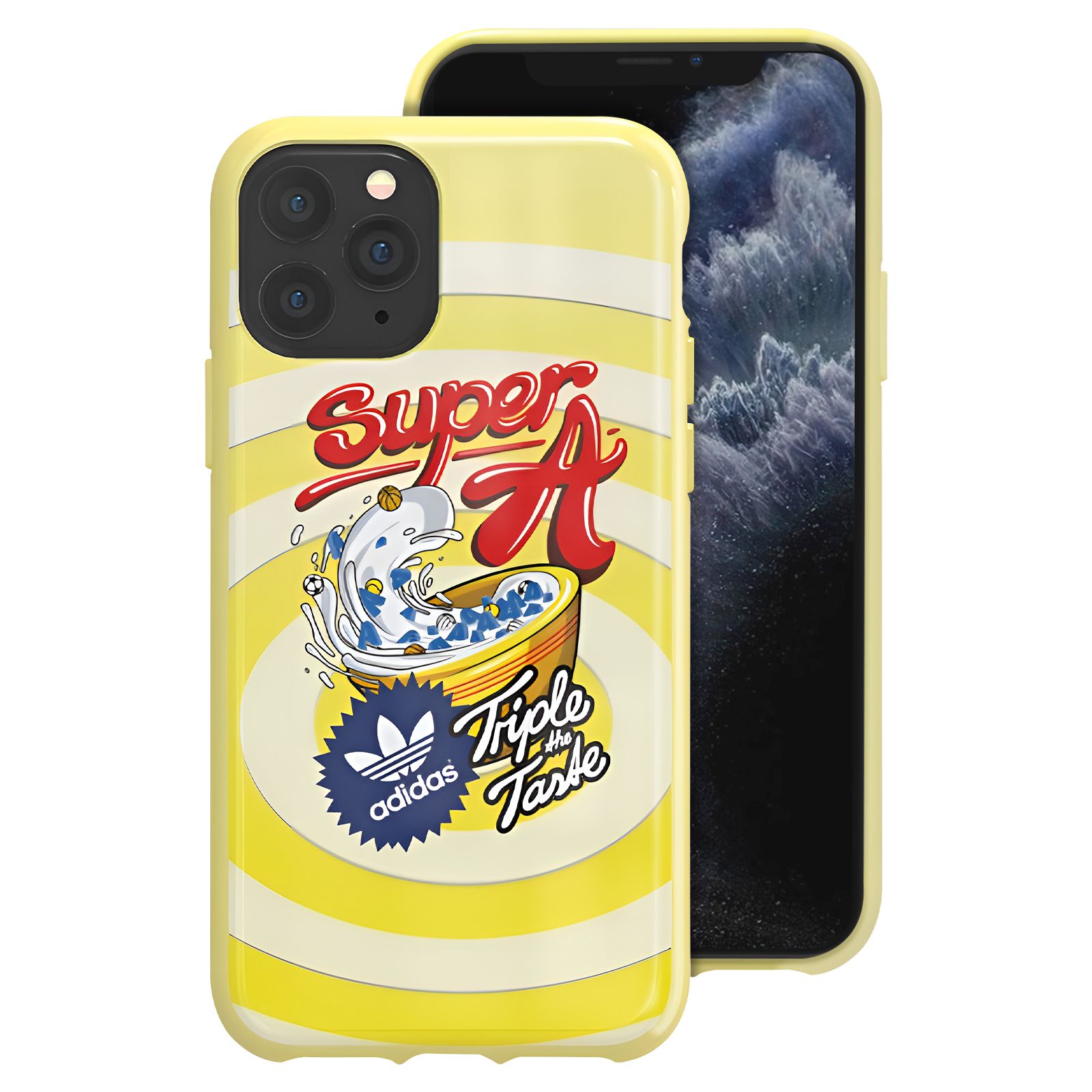 Coque Pour Iphone 11 Pro Silicone Gel Design Fin Adidas Jaune