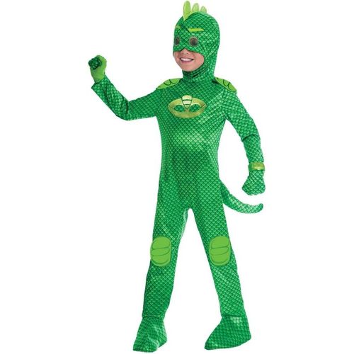 Déguisement Costume Deluxe - Combinaison Masque Bandeau Enfant Pj Masks Gluglu Gecko Taille 3-4 Ans - Pjmasques