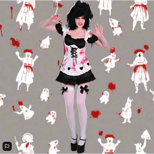 Spooktacular Bloody Maid Costume Small/Medium Dress And Headband