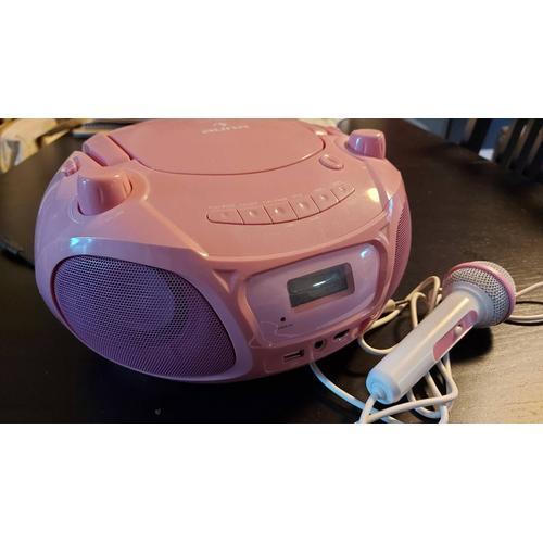 Appareil Karaoké Lecteur CD Radio FM Portable Enfant Avec Microphone Éclairage LED, USB, Bluetooth