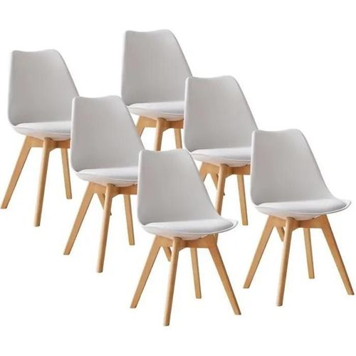 Chaises De Salle À Manger Scandinave Lot De 6, Chaise De Cuisine, Idéal Pour Salle À Manger, Salon, Chambre À Coucher (6, Blanc)