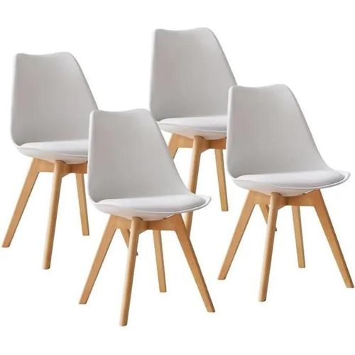 Chaises De Salle À Manger Scandinave Lot De 4, Chaise De Cuisine, Idéal Pour Salle À Manger, Salon, Chambre À Coucher (4, Blanc)
