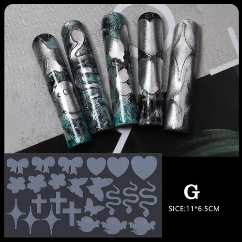 Coussretours en silicone en forme de cristal pour les touristes,formes françaises,guides de ligne rapides,système de duo de moule à ongles pour gel à ongles XR,ensemble de type - Type 12PCS #J