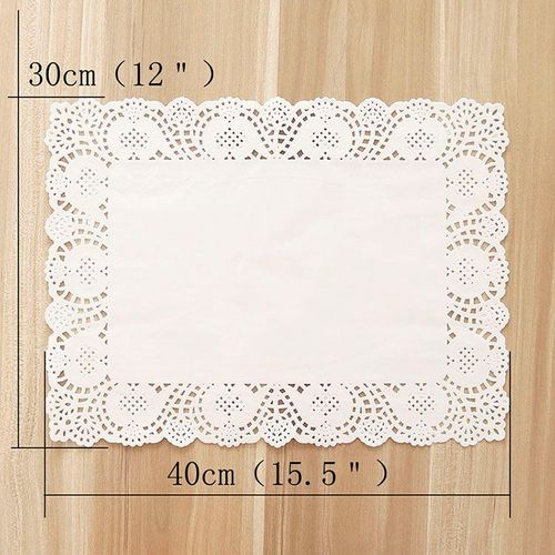 Napperons rectangulaires en dentelle, 30x40cm, 25x35cm, 100 pièces, napperons décoratifs blancs en papier, emballage de gâteaux
