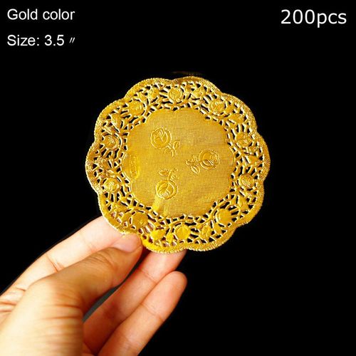 Napperon rond en papier doré et argenté en dentelle, set de Table décoratif pour fête, 50/100/200 pièces
