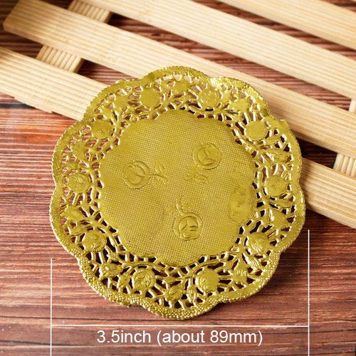 Napperons ronds en dentelle jetables, 500 pièces, 3.5 pouces, napperons en papier feuille d'or, sous verres, décoration de Table pour fête de mariage, argent
