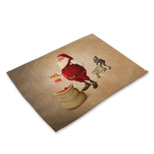 Napperon de cuisine de noël 42x32cm, 1 pièce, dessous de verre, tapis de Table, de salle à manger, en coton et en lin, pour bol, décoration de la maison