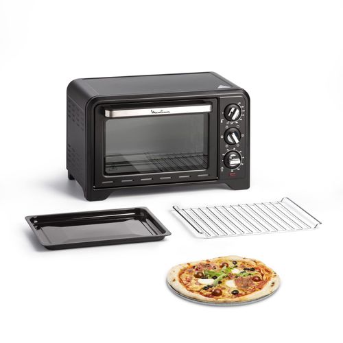 MOULINEX FOUR ACIER INOXYDABLE OPTIMO Noir, 1380 W, 19L Cuisson pizza pain tartes gateaux patisseries OX444810 - 24,5 x 32,5 x 22,6 cm