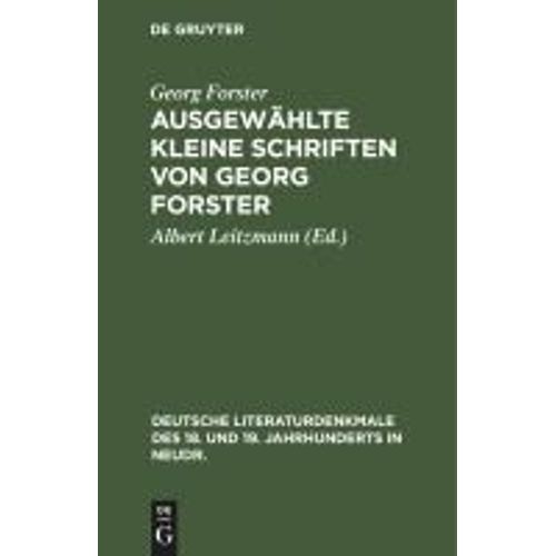 Ausgewählte Kleine Schriften Von Georg Forster