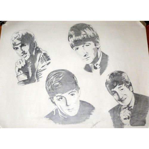 The Beatles, Dessin John Lennon, Paul Mccartney, Georges Harisson, Ringo Starr, Dessin Années 60