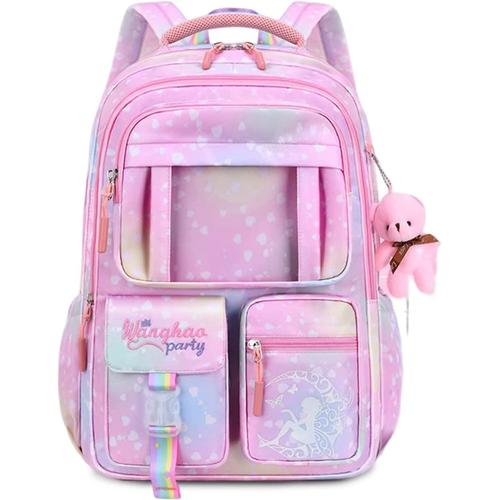 Ultra leger Sac a Dos Enfant Sacs Scolaires Filles Cartables Scolaires Sac d ecole Sacs Scolaires pour 1 3 Annee Etudiant Outdoor Voyage ecole Daypacks avec Pendentif en Peluche Rose Rakuten