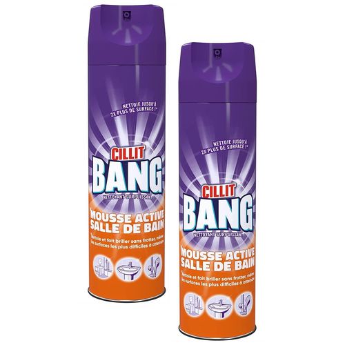 CILLIT BANG Lot de 2 Mousses Active Aérosol - 600 ml - Salle de Bain