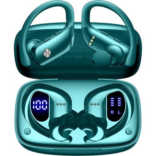 Écouteur Sans Fil Sportif BMANI Bluetooth 5.1 Étanche IPX5 Son Stéréo Autonomie 48h Micro Intégré Vert