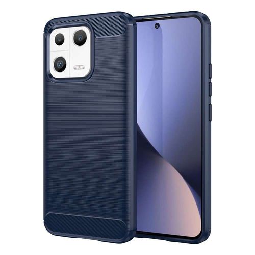Coque Pour Xiaomi 13 5g - Housse Etui Silicone Gel Carbone + Verre Trempe - Bleu Fonce