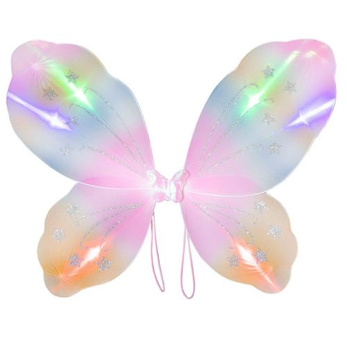 Ailes Papillon Nylon Leds Fille 47x41cm Pastel