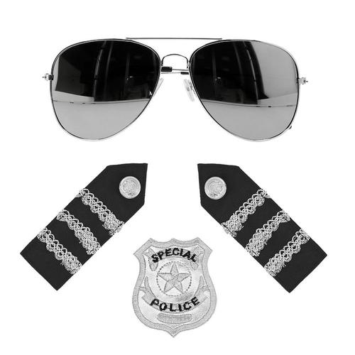 Kit Déguisement Policier Lunettes Badge Épaulettes