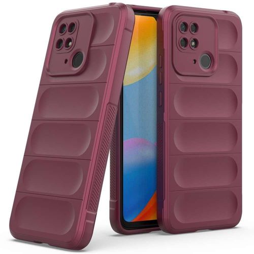 Coque Pour Xiaomi Redmi 10c / Poco C40 - Housse Etui Silicone Gel Fine + Verre Trempe - Rouge Bordeaux