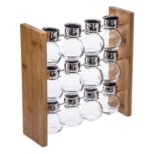 Présentoir À Epices Bambou "Wall" 12 Pots Naturel