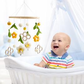 Cloche De Lit Mobile Pour Chambre D'enfant - Carillon De Vent Mobile Pour  Bébé Avec Boules De Feutre,Bébé Mobile, Musical Lit Bébé