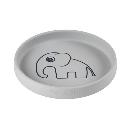 Assiette Bébé Silicone Antidérapante Elphee Grey - Done By Deer