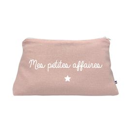 Trousse De Toilette En Lin "Mes Petites Affaires" - Rose - Rose