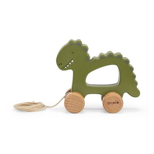 Jouet À Tirer Mr. Dino En Bois - Vert