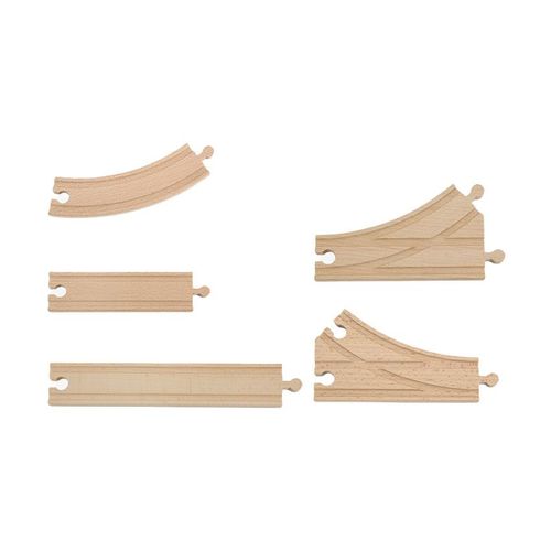 Set D'Extension De Rails Pour Train En Bois 9 Pièces - Beige