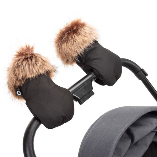 Paire De Moufles Universelles Simone Effet Fourrure Pour Poussette - Noir