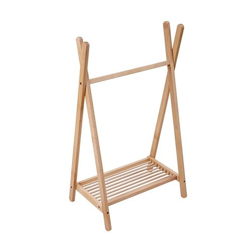 Portant À Vêtement Léandre En Bois Vernis - Beige